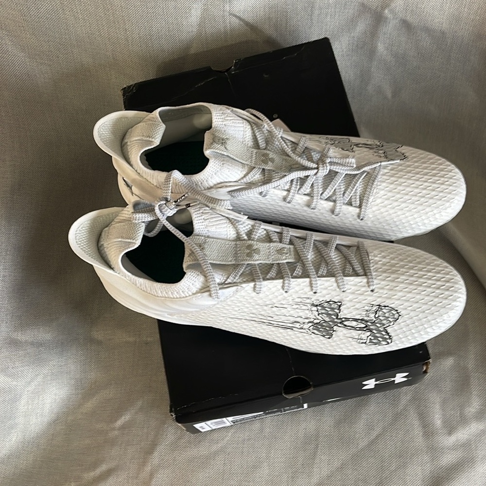 Under Armour Blur Smoke 2.0 MC White Silver Football Cleats 3026330101 Mens 11.5